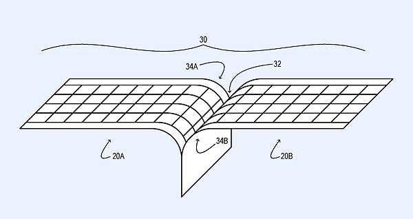 Patent drawing of two curved displays joined together