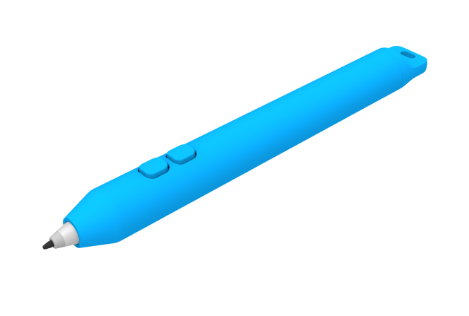 Rendering of a small Marker Pen Grip with buttons; shown with a Pinch tail cap.