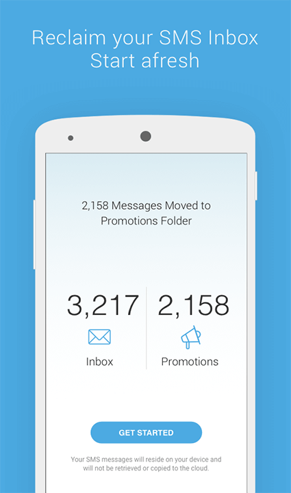 Text: Reclaim your SMS inbox. Start afresh.