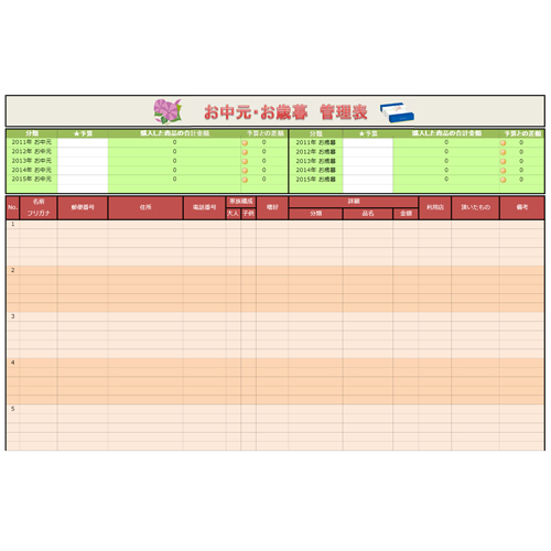 お中元・お歳暮 管理表 画像スライド-1
